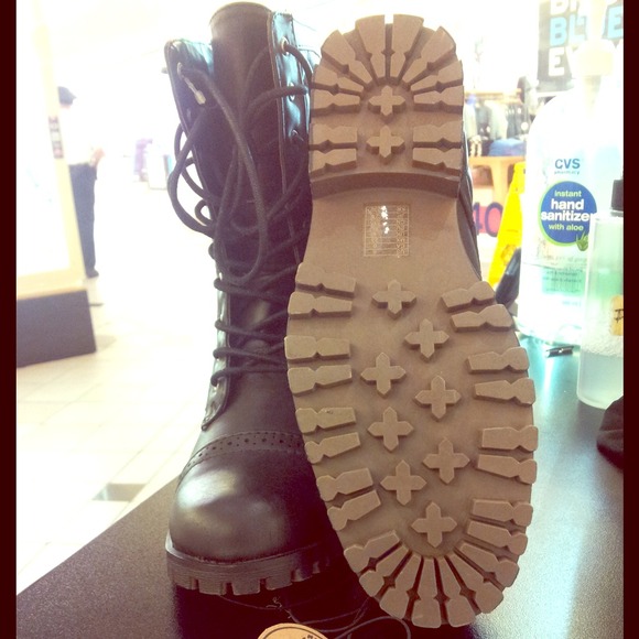 Sold .. Quilted faux leather combat boots, NWT