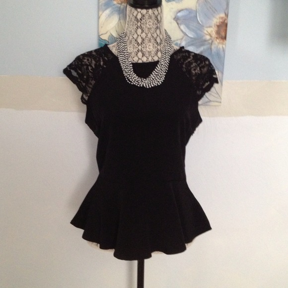 Tops - Black lace peplum