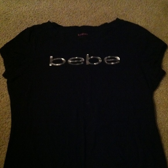 Black Bebe shirt with silver writing