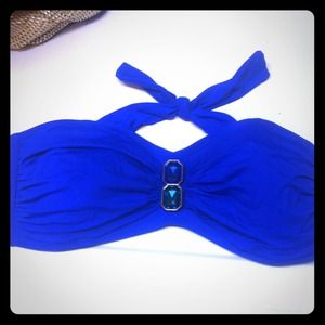 Blue bandeau bikini top with jewels