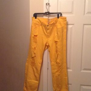 Yellow ripped jeans
