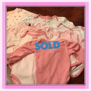 7 baby girl onsies sizes 3-9 mo