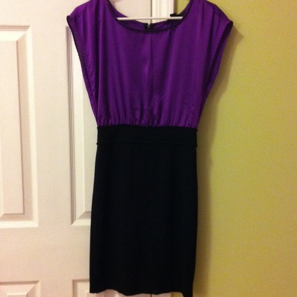 Purple/black dress.