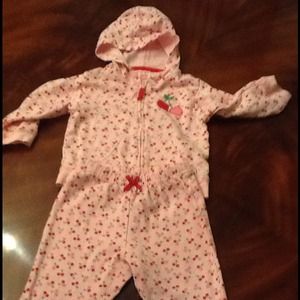 Carter's little girl pink cherry hoodie and bottom