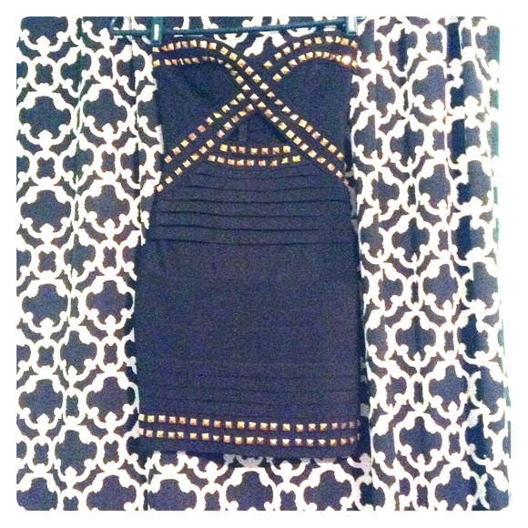 Black with gold studded accents !!! BANDAGE DRESS