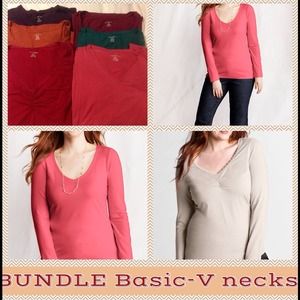 REDUCED BUNDLE-6 long sleeve V neck tees
