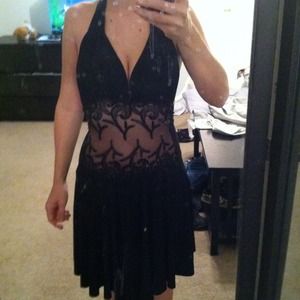 Sheer black halter dress