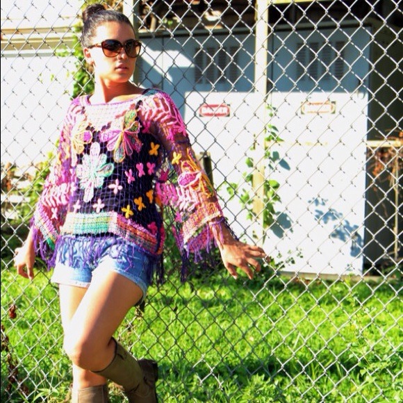 Handmade Brazilian Renda File Top Multicolor - Picture 1 of 4