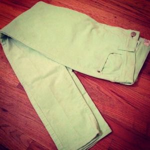 Mint Green Skinny Corduroy Pants
