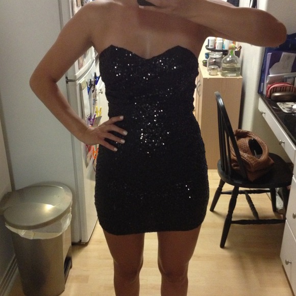 Sold in Bundle - NWT Black Sequins strapless dress