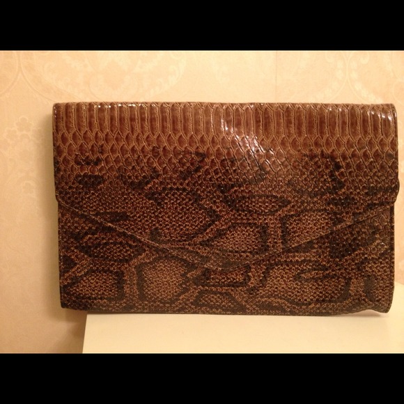 NEW Large Giannini faux snakeskin clutch