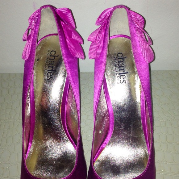 Charles David Satin Peep-Toe Bow Pumps - Picture 4 of 4