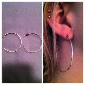 Large silver hoop earrings