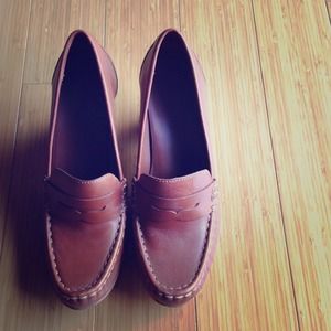 RESERVED! Cognac penny loafer heels