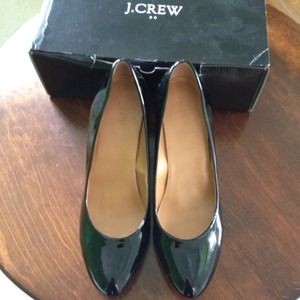 J. Crew black patent wedge heels
