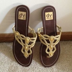 Gold and brown sandals