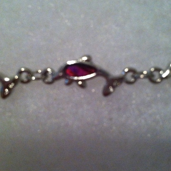 Dolphin Bracelet with red gems inside! - Picture 2 of 3