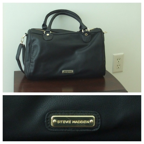 ❌SOLD❌Steve Madden Pleated Black Satchel Tote Cros - Picture 2 of 4