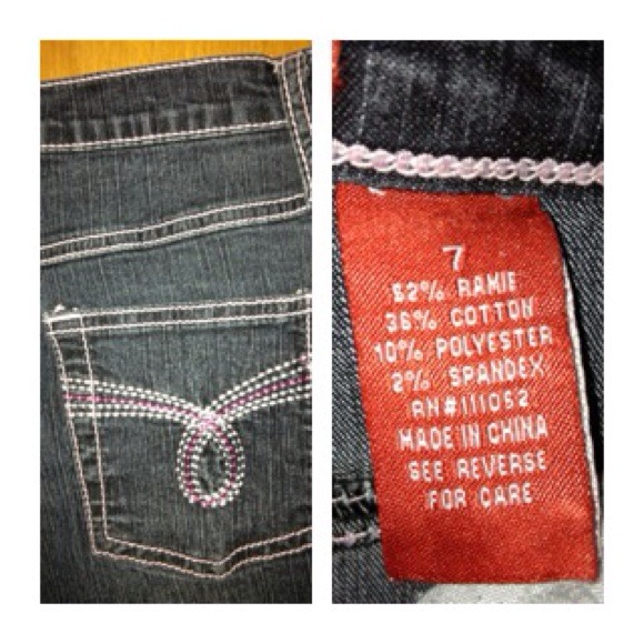 M3) Vanilla Star Jeans Size 7 Dark Wash Bootcut Embroidered Pockets Stretch Deni - Picture 2 of 7