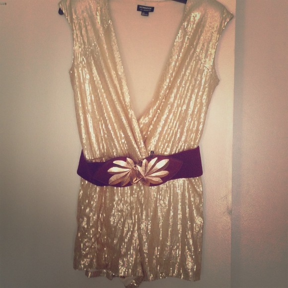 NWOT Gold Sequin Romper by Hommage Los Angeles