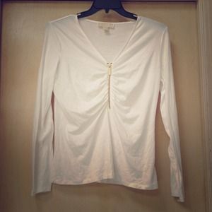 Trendy Michael Kors White Long Sleeved Shirt💛