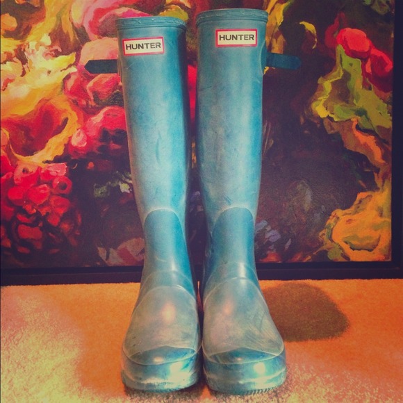 Hunter Rain Boots Peacock Blue Size 7