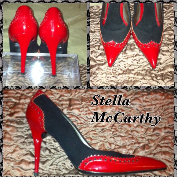 Authentic Stella McCartney Red & Black Pumps - Picture 1 of 3