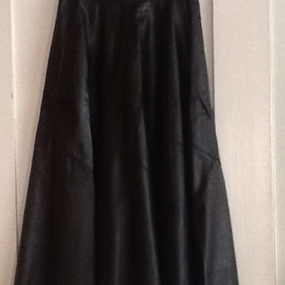 Skirt, long black leather, A-line, small