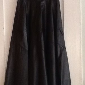 Skirt, long black leather, A-line, small