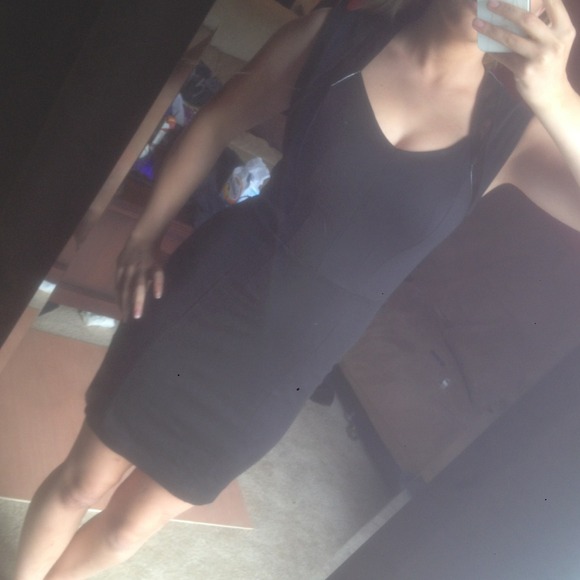 LBD with faux leather accents
