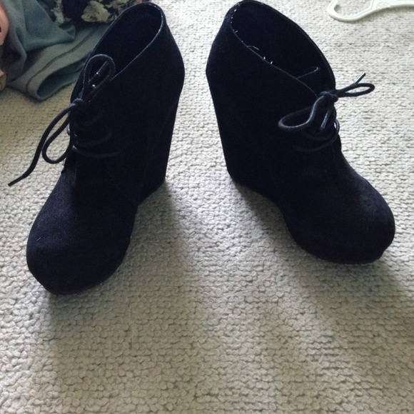 Aldo Black Wedge Booties