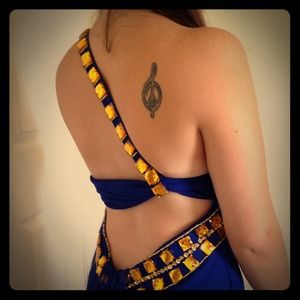 Royal blue prom dress.