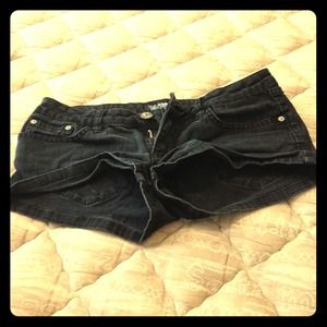Black YMI jean shorts.