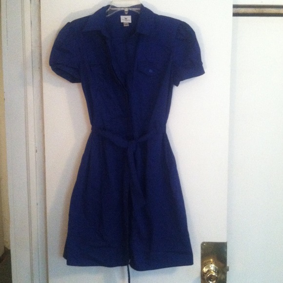 Blue button up dress