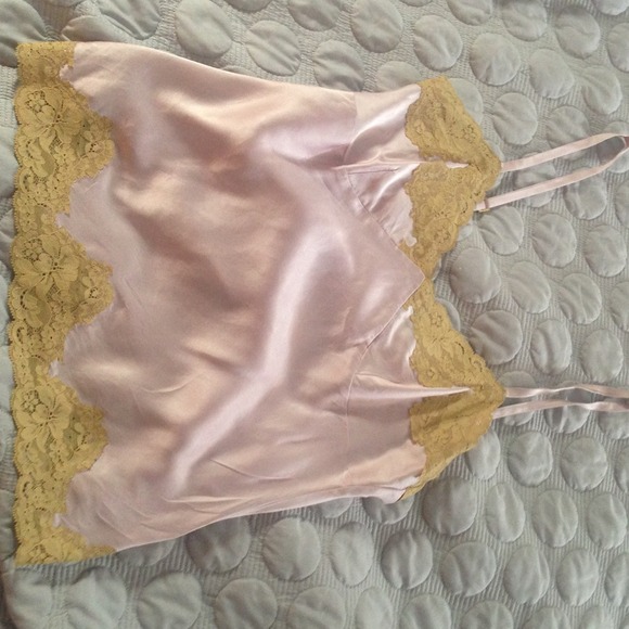 Pink silk cami with lace