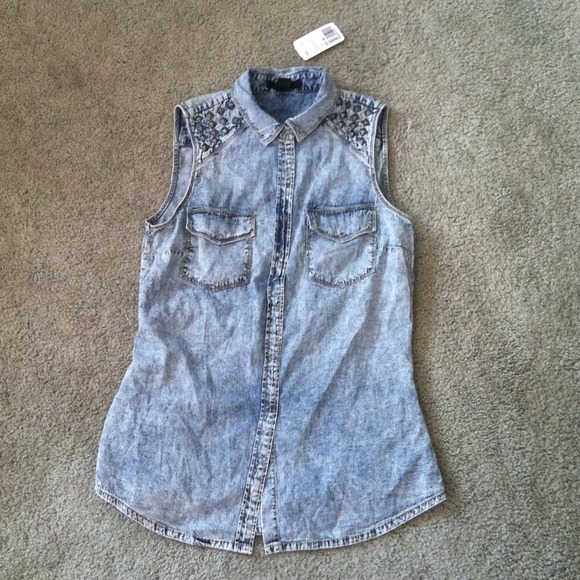 Studded Denim Vest