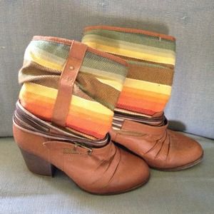 Brown with colored stripes boots