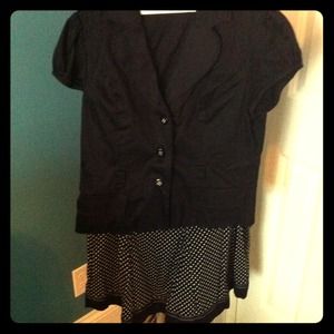 Brand new black and polka for skirt suit