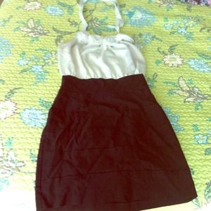 Hot black and white party dress with floral bust