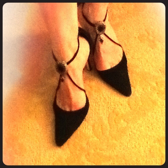 SALE! Manolo Blahnik jeweled criss cross suede