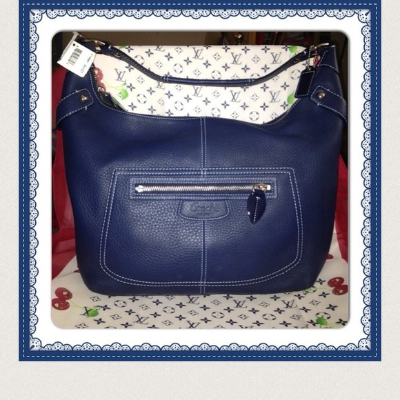 Coach Handbags - Sold...Authentic navy blue soft leather coach hobo