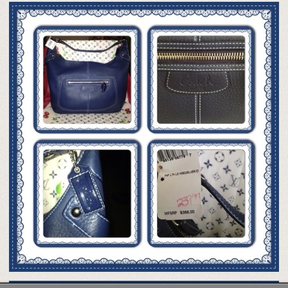 Sold...Authentic navy blue soft leather coach hobo - Picture 2 of 2
