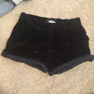Black velvet shorts