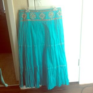 Turquoise skirt with matching shirt