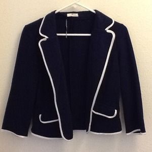 Nautical blue with white trim cropped blazer