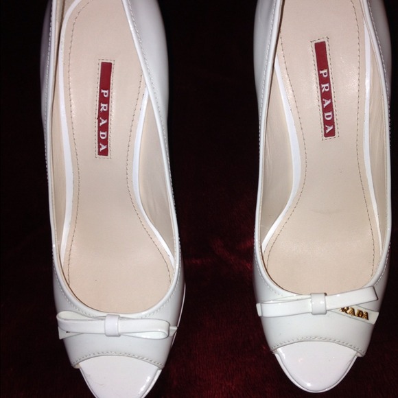 Prada Shoes - Prada patent leather shoes/wedges.