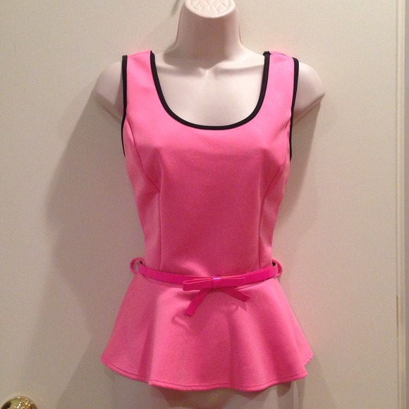Neon pink peplum top