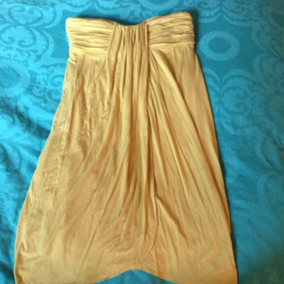 Strapless yellow dress. Drapes beautifully