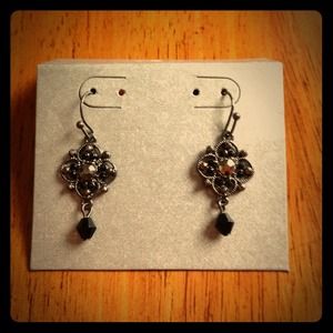Black and silver detailed earrings