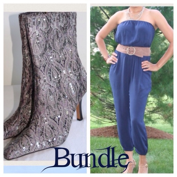 💟Bundled💟 Sexy calf-high silver boots - NWOT